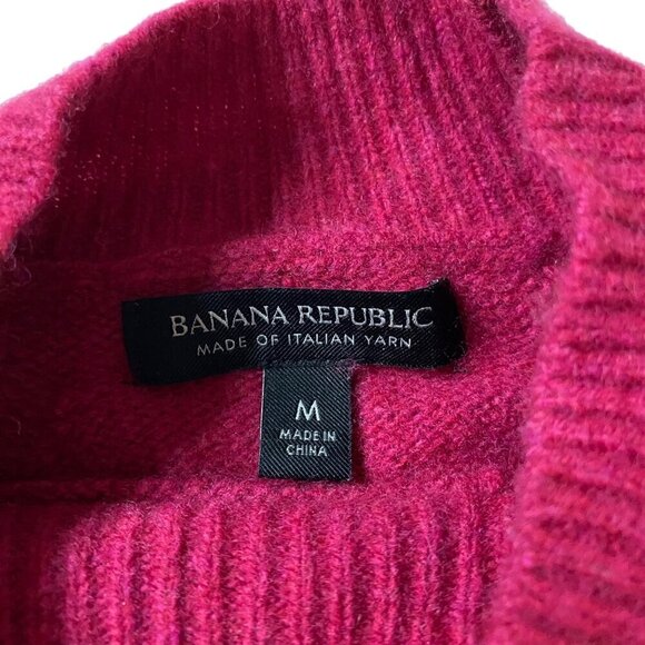 Banana Republic Berry Cable Knit Sweater Italian Merino Wool Blend Size M - Picture 4 of 7